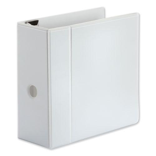 Deluxe Easy-to-Open D-Ring View Binder, 3 Rings, 5" Capacity, 11 x 8.5, White. Picture 3