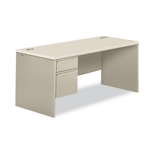 38000 Series Left Pedestal Desk, 66" x 30" x 30", Light Gray/Silver. Picture 1