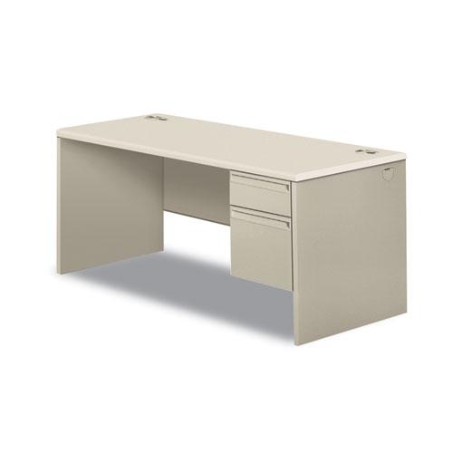 38000 Series Right Pedestal Desk, 66" x 30" x 30", Light Gray/Silver. Picture 1