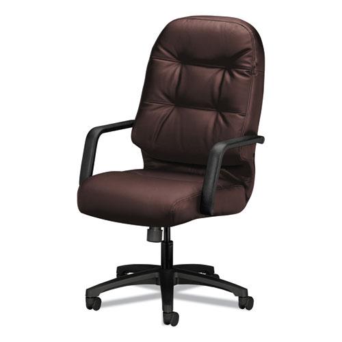 Pillow-Soft 2090 Series Executive High-Back Swivel/Tilt Chair, Supports 300 lb, 16.75" to 21.25" Seat, Burgundy, Black Base. Picture 2