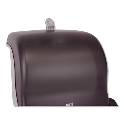Compact Hand Towel Roll Dispenser, 12.49 x 8.6 x 12.82, Smoke. Picture 9