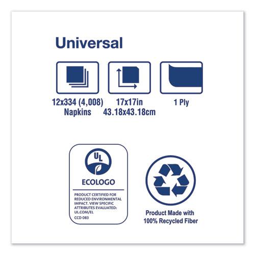 Universal Dinner Napkins, 1-Ply, 17" x 17", 1/4 Fold, White, 4008/Carton. Picture 4