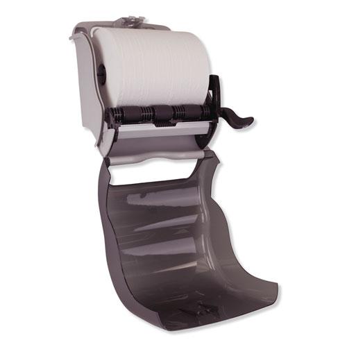 Compact Hand Towel Roll Dispenser, 12.49 x 8.6 x 12.82, Smoke. Picture 8