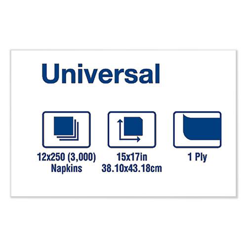 Universal Dinner Napkins, 1-Ply, 15" x 17", 1/8 Fold, White, 3000/Carton. Picture 4