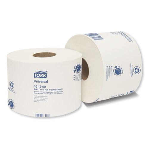 Universal Bath Tissue Roll with OptiCore, Septic Safe, 2-Ply, White, 865 Sheets/Roll, 36/Carton. Picture 1