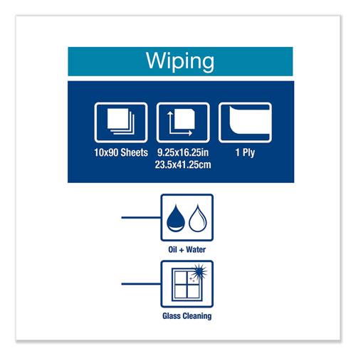 Heavy-Duty Paper Wiper, 1-Ply, 9.25 x 16.25, Unscented, White, 90 Wipes/Box, 10 Boxes/Carton. Picture 7
