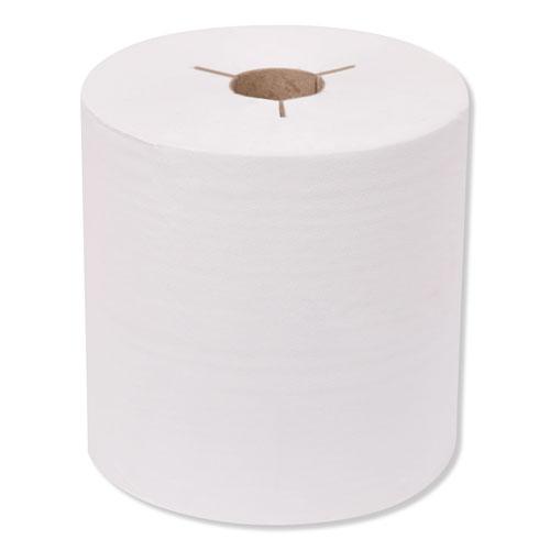 Universal Hand Towel Roll, Notched, 8" x 800 ft, White, 6 Rolls/Carton. Picture 1