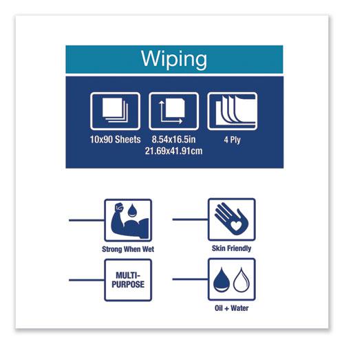 Industrial Paper Wiper, 4-Ply, 8.54 x 16.5, Unscented, Blue, 90 Towels/Box, 10 Boxes/Carton. Picture 4