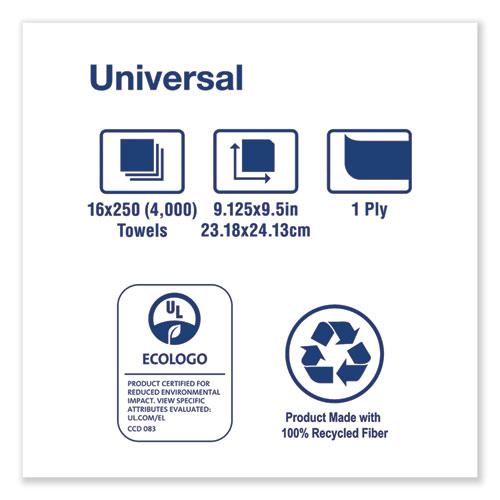 Universal Multifold Hand Towel, 1-Ply, 9.13 x 9.5, Natural, 250/Pack, 16 Packs/Carton. Picture 7