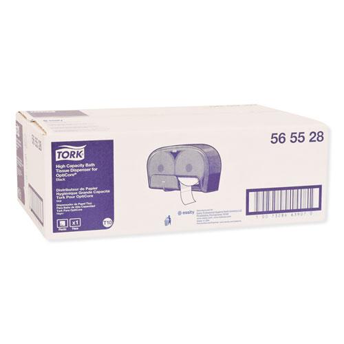 High Capacity Bath Tissue Roll Dispenser for OptiCore, 16.62 x 5.25 x 9.93,Black. Picture 8