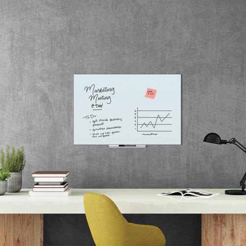 Floating Glass Dry Erase Board, 35 x 23, White. Picture 3