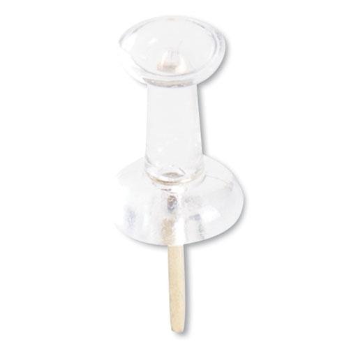 Standard Push Pins, Plastic, Clear, Clear Head/Gold Pin, 0.44", 100/Pack. Picture 2