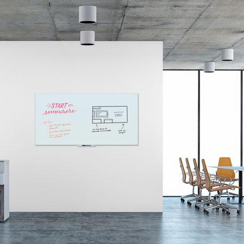 Floating Glass Dry Erase Board, 70 x 35, White. Picture 4