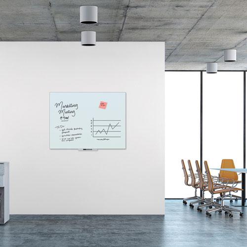 Floating Glass Dry Erase Board, 48 x 36, White. Picture 3