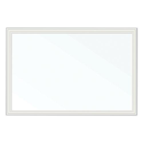 Magnetic Dry Erase Board with Decor Frame, 30 x 20, White Surface, White Wood Frame. Picture 1