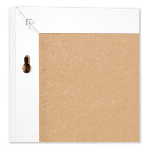 Linen Bulletin Board with Decor Frame, 30 x 20, Tan Surface, White Wood Frame. Picture 3