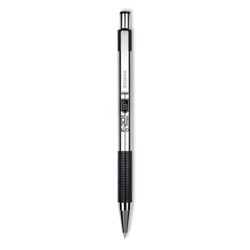 F-301 Ballpoint Pen, Retractable, Fine 0.7 mm, Black Ink, Stainless Steel/Black Barrel. The main picture.