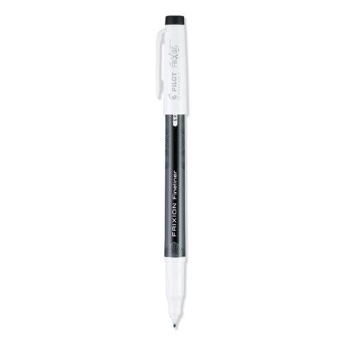 FriXion Fineliner Erasable Porous Point Pen, Stick, Fine 0.6 mm, Black Ink, Black/White Barrel, Dozen. Picture 2