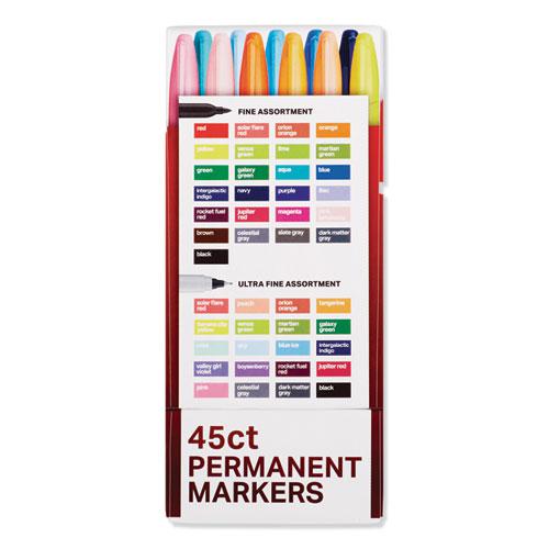 Permanent Markers Ultimate Collection, Assorted Tip Sizes/Types, Assorted Colors, 45/Pack. Picture 3