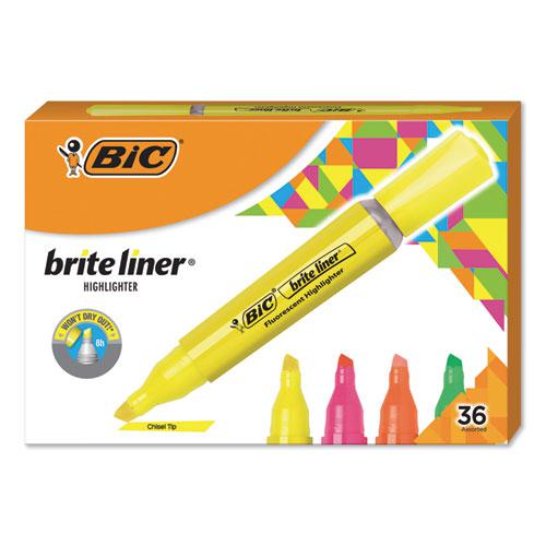 Brite Liner Tank-Style Highlighter Value Pack, Assorted Ink Colors, Chisel Tip, Assorted Barrel Colors, 36/Pack. Picture 1