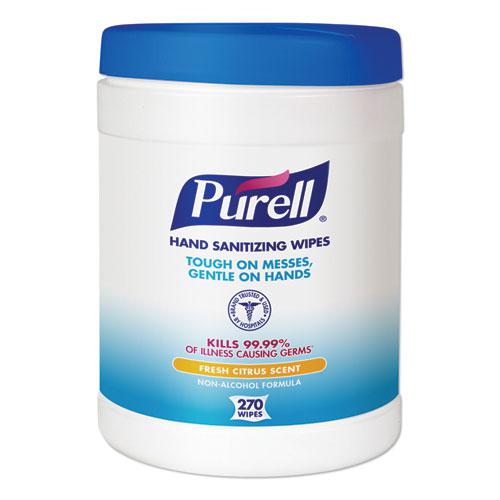 Sanitizing Hand Wipes, 6.75 x 6, Fresh Citrus, White, 270 Wipes/Canister. Picture 1