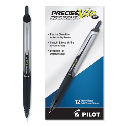Precise V10RT Roller Ball Pen, Retractable, Bold 1 mm, Black Ink, Black Barrel, Dozen. Picture 3