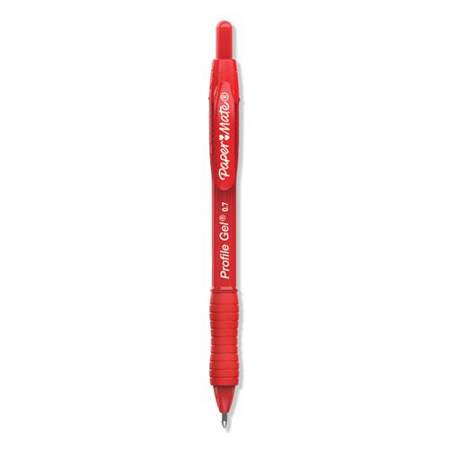 Profile Gel Pen, Retractable, Medium 0.7 mm, Red Ink, Translucent Red Barrel, Dozen. Picture 1