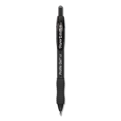 Profile Gel Pen, Retractable, Medium 0.7 mm, Black Ink, Translucent Black Barrel, Dozen. Picture 1