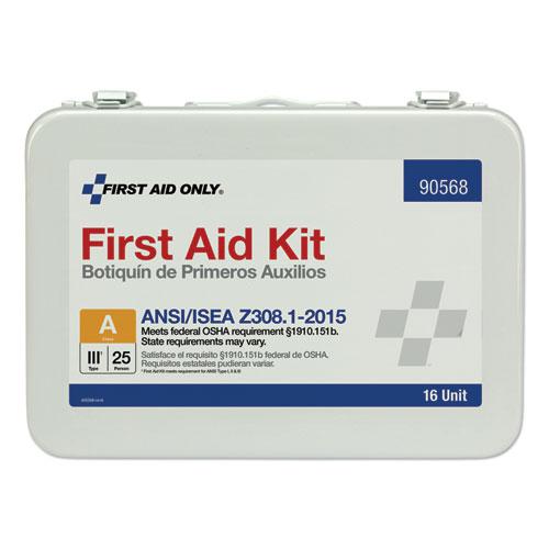Unitized ANSI Compliant Class A Type III First Aid Kit for 25 People, 84 Pieces, Metal Case. Picture 5