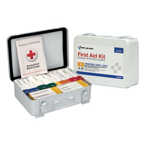 Unitized ANSI Compliant Class A Type III First Aid Kit for 25 People, 84 Pieces, Metal Case. Picture 1