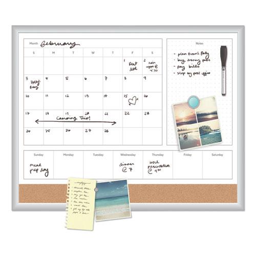 4N1 Magnetic Dry Erase Combo Board, 23 x 17, Tan/White Surface, Silver Aluminum Frame. Picture 3