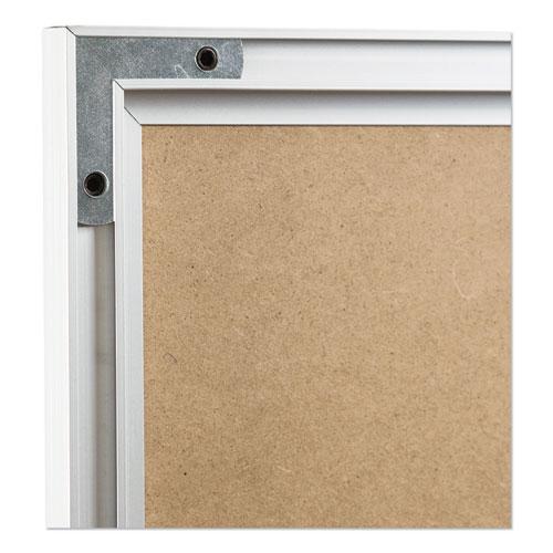 4N1 Magnetic Dry Erase Combo Board, 23 x 17, Tan/White Surface, Silver Aluminum Frame. Picture 6