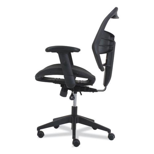 Prominent High-Back Task Stool, 19.69" Seat Height, Supports up to 250 lbs., Black Seat, Black Back, Black Base. Picture 3