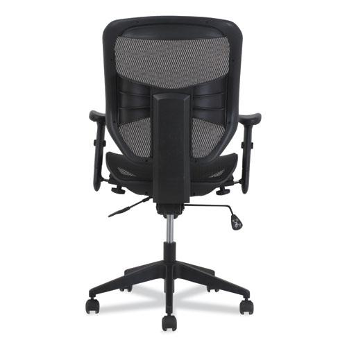 Prominent High-Back Task Stool, 19.69" Seat Height, Supports up to 250 lbs., Black Seat, Black Back, Black Base. Picture 4