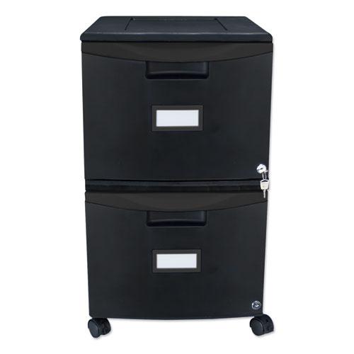 Two-Drawer Mobile Filing Cabinet, 2 Legal/Letter-Size File Drawers, Black, 14.75" x 18.25" x 26". The main picture.