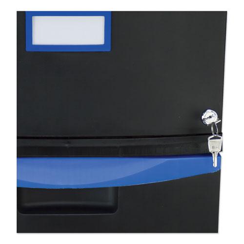 Two-Drawer Mobile Filing Cabinet, 2 Legal/Letter-Size File Drawers, Black/Blue, 14.75" x 18.25" x 26". Picture 6