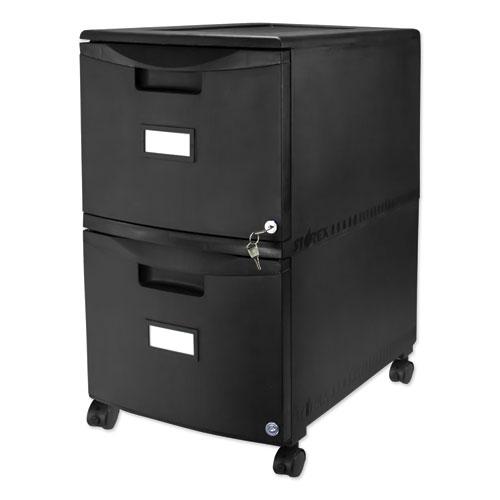 Two-Drawer Mobile Filing Cabinet, 2 Legal/Letter-Size File Drawers, Black, 14.75" x 18.25" x 26". Picture 6