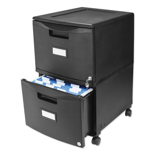 Two-Drawer Mobile Filing Cabinet, 2 Legal/Letter-Size File Drawers, Black, 14.75" x 18.25" x 26". Picture 4