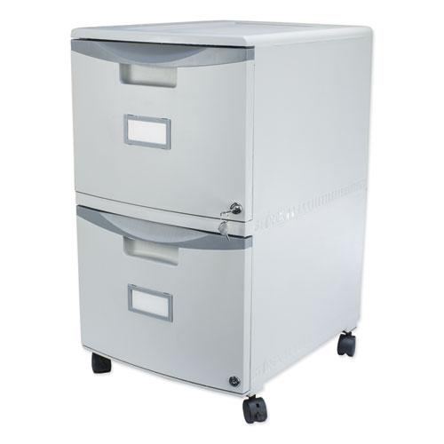 Two-Drawer Mobile Filing Cabinet, 2 Legal/Letter-Size File Drawers, Gray, 14.75" x 18.25" x 26". Picture 7