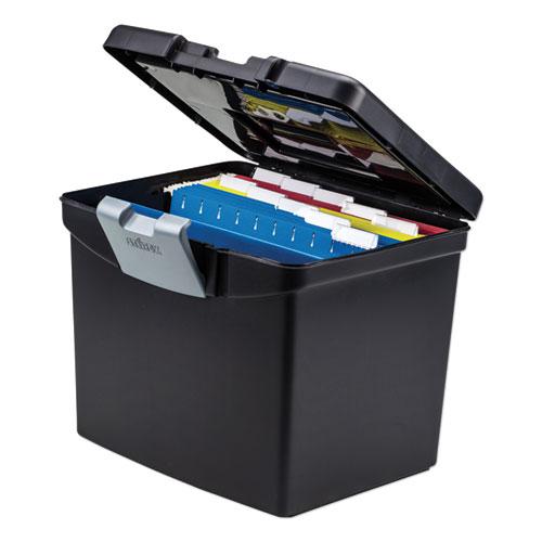 Portable File Box with Large Organizer Lid, Letter Files, 13.25" x 10.88" x 11", Black. Picture 4