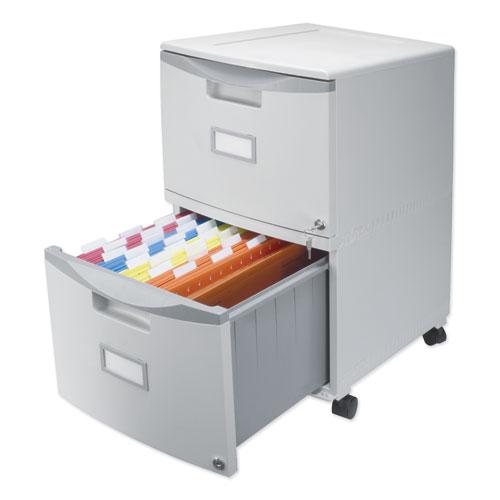 Two-Drawer Mobile Filing Cabinet, 2 Legal/Letter-Size File Drawers, Gray, 14.75" x 18.25" x 26". Picture 2