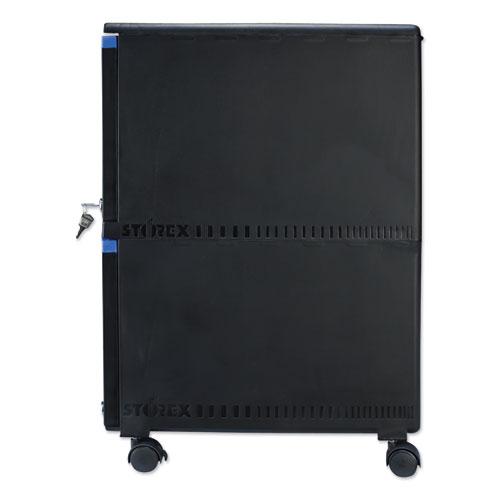 Two-Drawer Mobile Filing Cabinet, 2 Legal/Letter-Size File Drawers, Black/Blue, 14.75" x 18.25" x 26". Picture 5