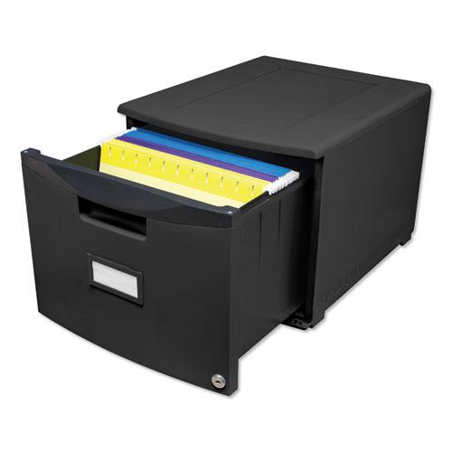 Single-Drawer Mobile Filing Cabinet, 1 Legal/Letter-Size File Drawer, Black, 14.75" x 18.25" x 12.75". Picture 9