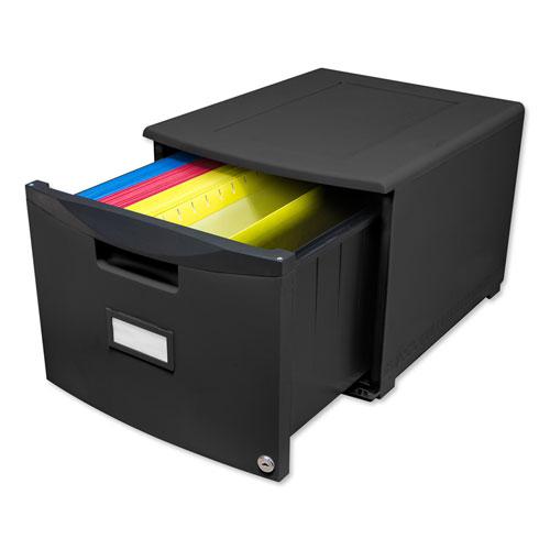 Single-Drawer Mobile Filing Cabinet, 1 Legal/Letter-Size File Drawer, Black, 14.75" x 18.25" x 12.75". Picture 8