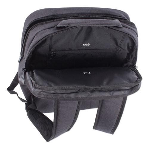 Cadence 2 Section Business Backpack, Fits Devices Up to 15.6", Polyester, 6 x 6 x 17, Charcoal. Picture 4