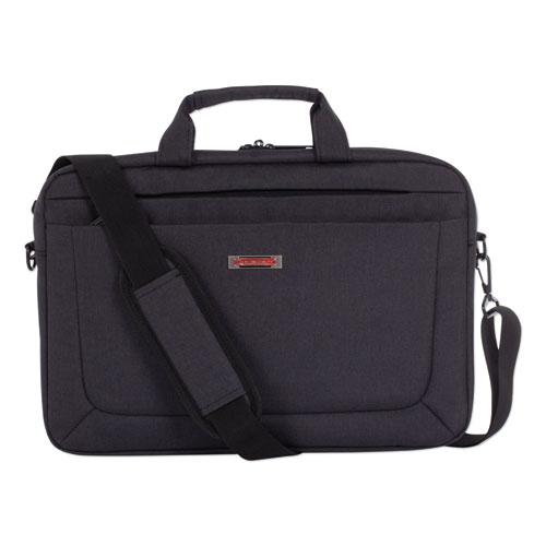 Cadence Slim Briefcase, Fits Devices Up to 15.6", Polyester, 3.5 x 3.5 x 16, Charcoal. Picture 4