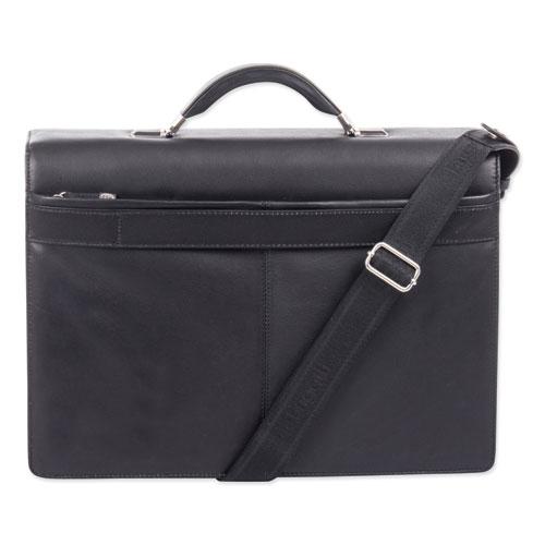 Milestone Briefcase, Fits Devices Up to 15.6", Leather, 5 x 5 x 12, Black. Picture 7