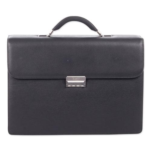 Milestone Briefcase, Fits Devices Up to 15.6", Leather, 5 x 5 x 12, Black. Picture 5