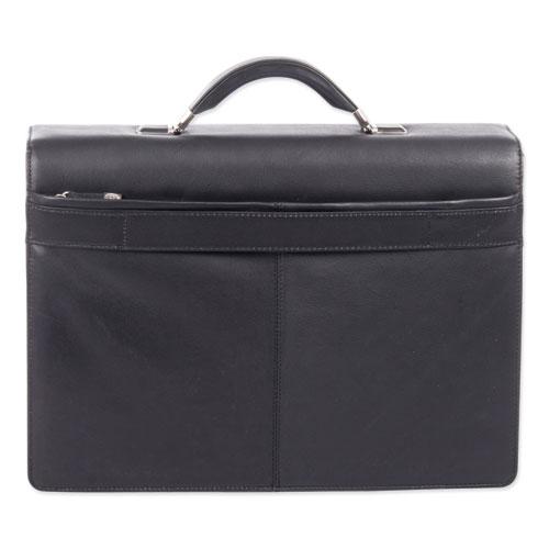 Milestone Briefcase, Fits Devices Up to 15.6", Leather, 5 x 5 x 12, Black. Picture 3
