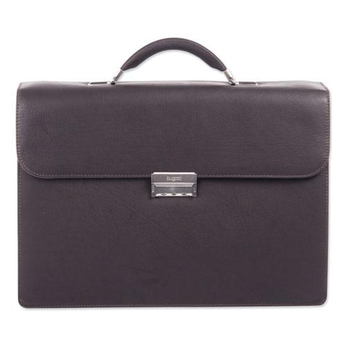 Milestone Briefcase, Fits Devices Up to 15.6", Leather, 5 x 5 x 12, Brown. Picture 7